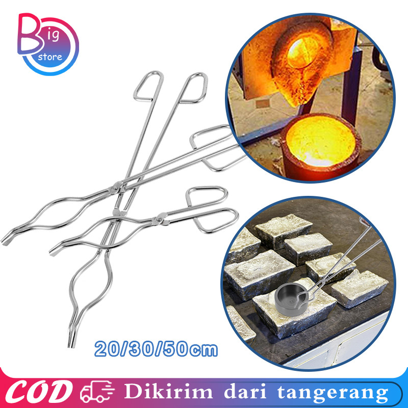 20/30/50cm Ton Krus Jepit Cawan Tang Krusibel Alat Penjepit Krusible Crucible Tongs Melting Dish Hol