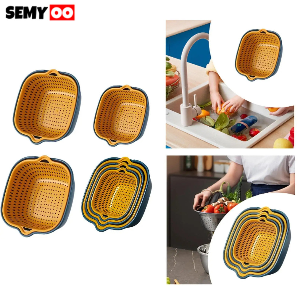 SEMYOO Baskom pencuci atau pengering sayuran buah saringan multifungsi peniris air/baskom lipat / ba