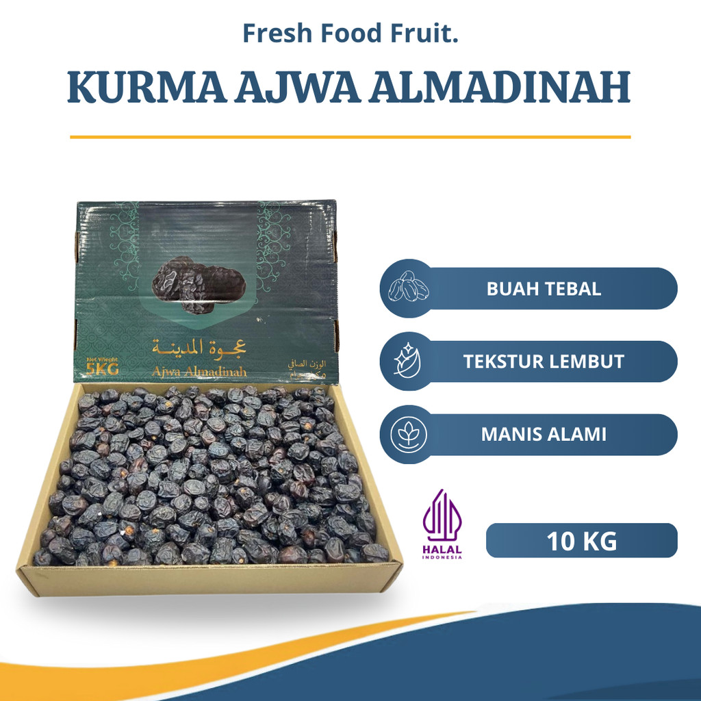 Kurma Ajwa Al Madinah 5 Kg Oleh Oleh Haji Umroh Kurma Ajwa Madina Premium Kurma Nabi Ajwa 5Kg Lembut