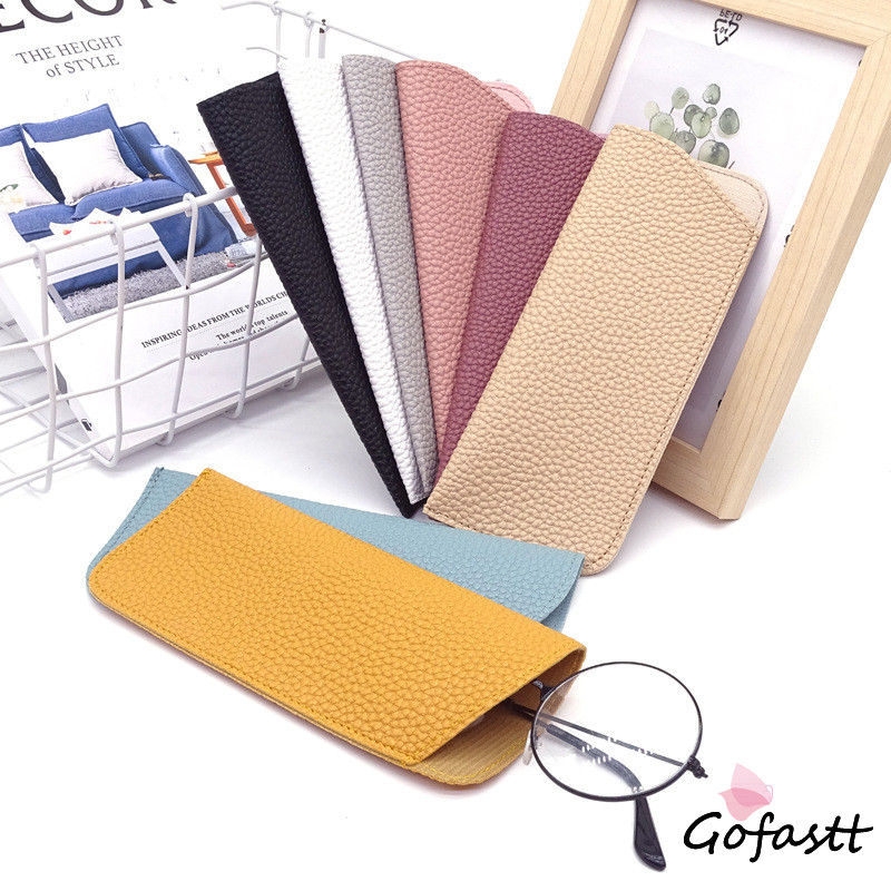 COD Tas Kacamata Kulit PU Kotak Kacamata Presbiopia Tas Kulit Kacamata Hitam Penutup Kacamata Tebal 