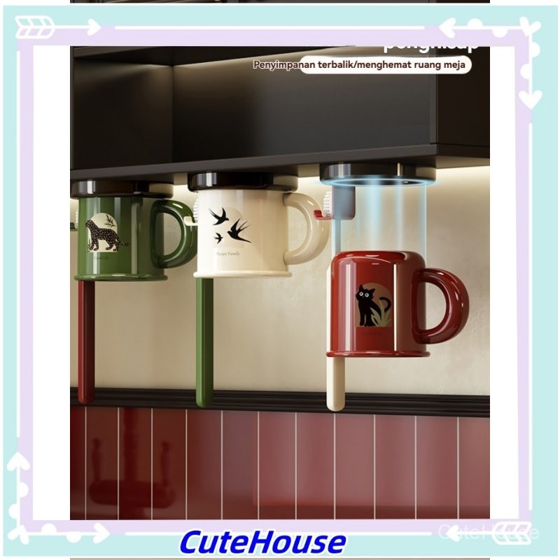 Gantungan Sikat Gigi Tempel Rak Alat Kamar Mandi Tempel Tanpa Bor Rak Sikat Gigi + Gelas Kumur Tempe