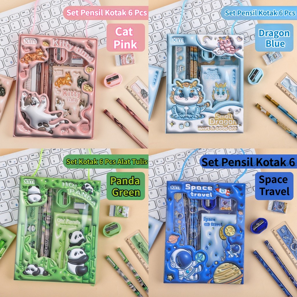 

Pensil Set Kotak 6 Pcs Alat Tulis Sekolah Anak Berkarakter Menarik - Perlengkapan Belajar yang Dibutuhkan untuk Tugas Harian