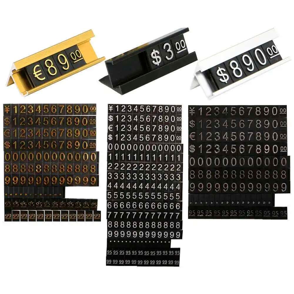 

19 Groups Gold-Tone Metal, Arabic Numerals Together Price Tags