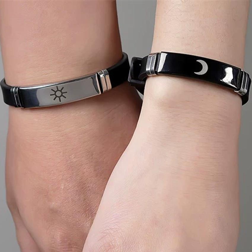2Pcs Gelang Couple Kekasih Matahari dan Bulan Gelang Pasangan Persahabatan Minimalis Adjustable