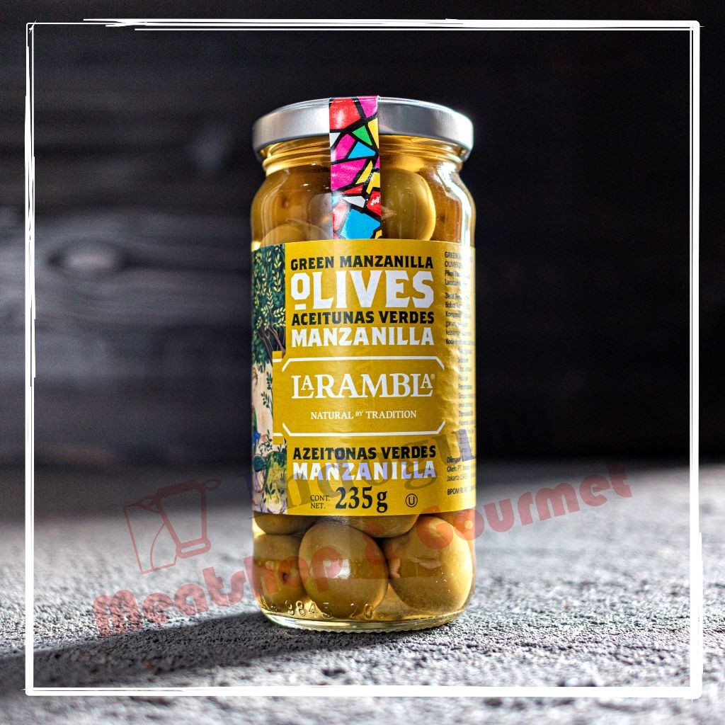 

Larambla La Rambla Green Manzanilla Olives Buah Zaitun Hijau Manzanilla 235gr