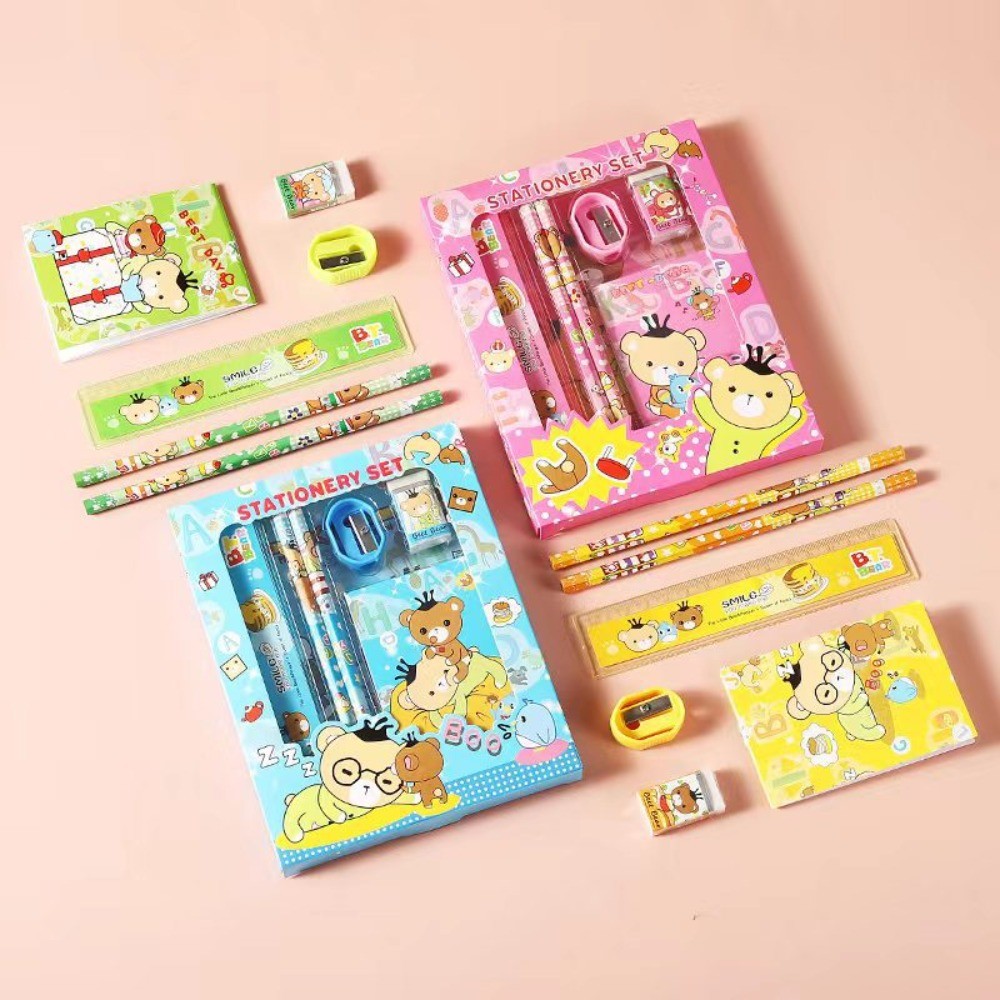 

Cute Gift 6 In 1 Stationery Set Erasers Rulers Study Stationery Set Pencils Kindergarten Birthday Gift Prizes