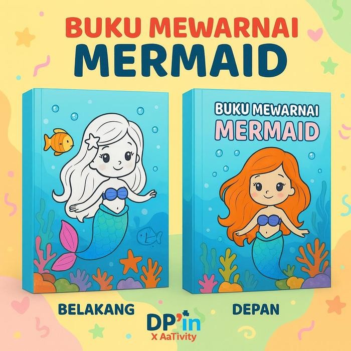 

DpinxAaTivityBuku Gambar Mewarnai [ MERMAID ] Anak Karakter Lucu – Edukasi & Hiburan Kreatif | Buku Aktivitas Belajar Menggambar untuk PAUD TK SD - A4