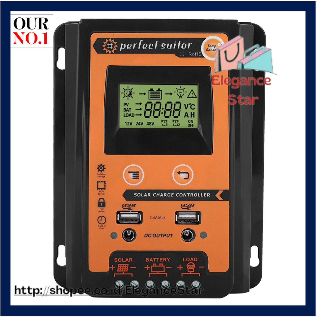 12V 24V 30A/50A/70A PWM&MPPT Short Version Solar Charge Controller Solar Panel Battery Regulator Dua