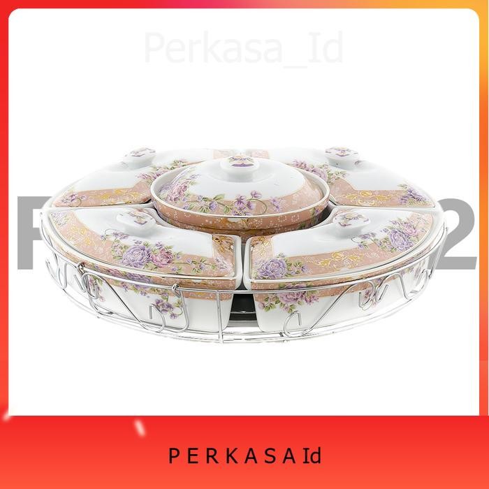 Prasmanan Keramik Wadah Saji Tempat Makan Bermotif  Magnolia