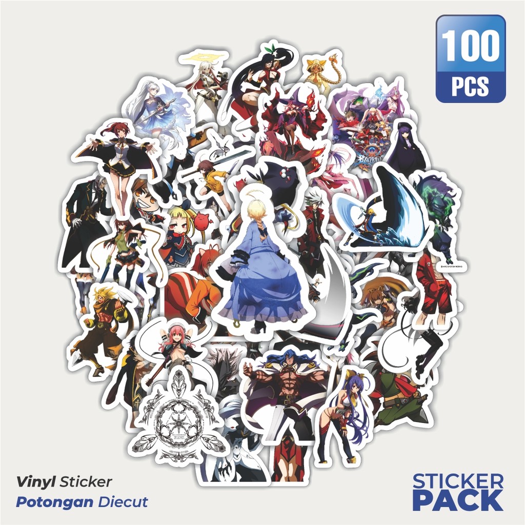 

100 PCS STIKER Stiker Game Series Blaz Blue Karakter Mix 2 Waterproof Aesthetic- Untuk Laptop, Motor, dan Helm - Paper Stationery Pack