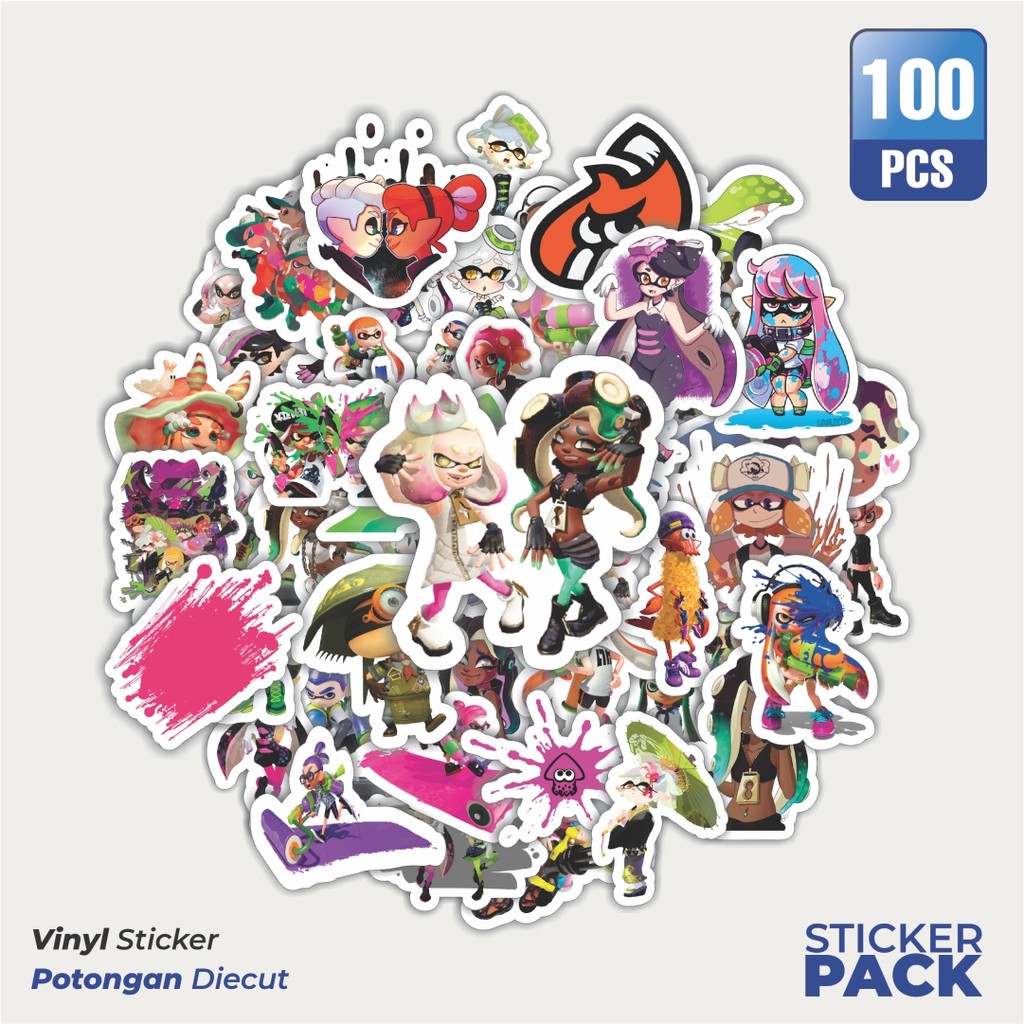 

100 PCS STIKER Stiker Game Series Splatoon Karakter Mix 1 Waterproof Aesthetic- Untuk Laptop, Motor, dan Helm - Paper Stationery Pack