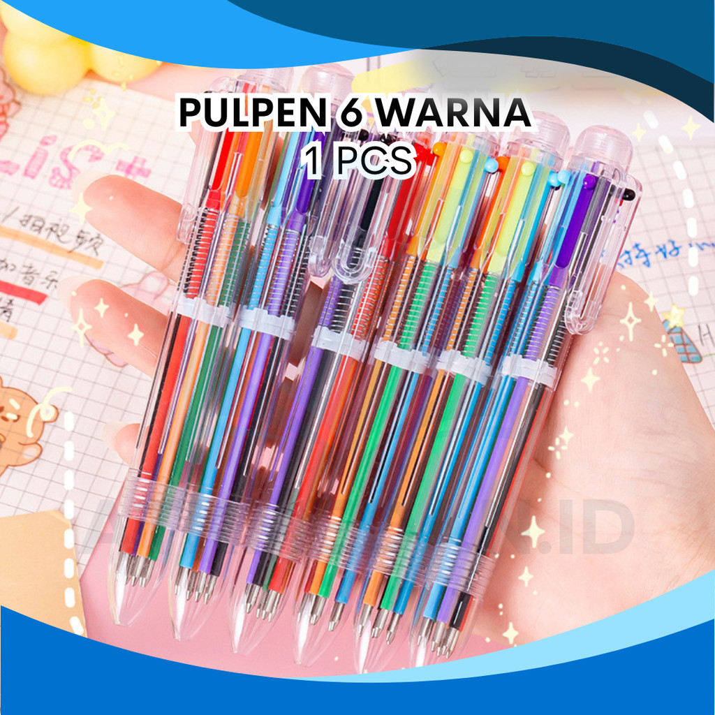 

PULPEN 6 WARNA TRANSPARAN 6 IN 1 PER PCS