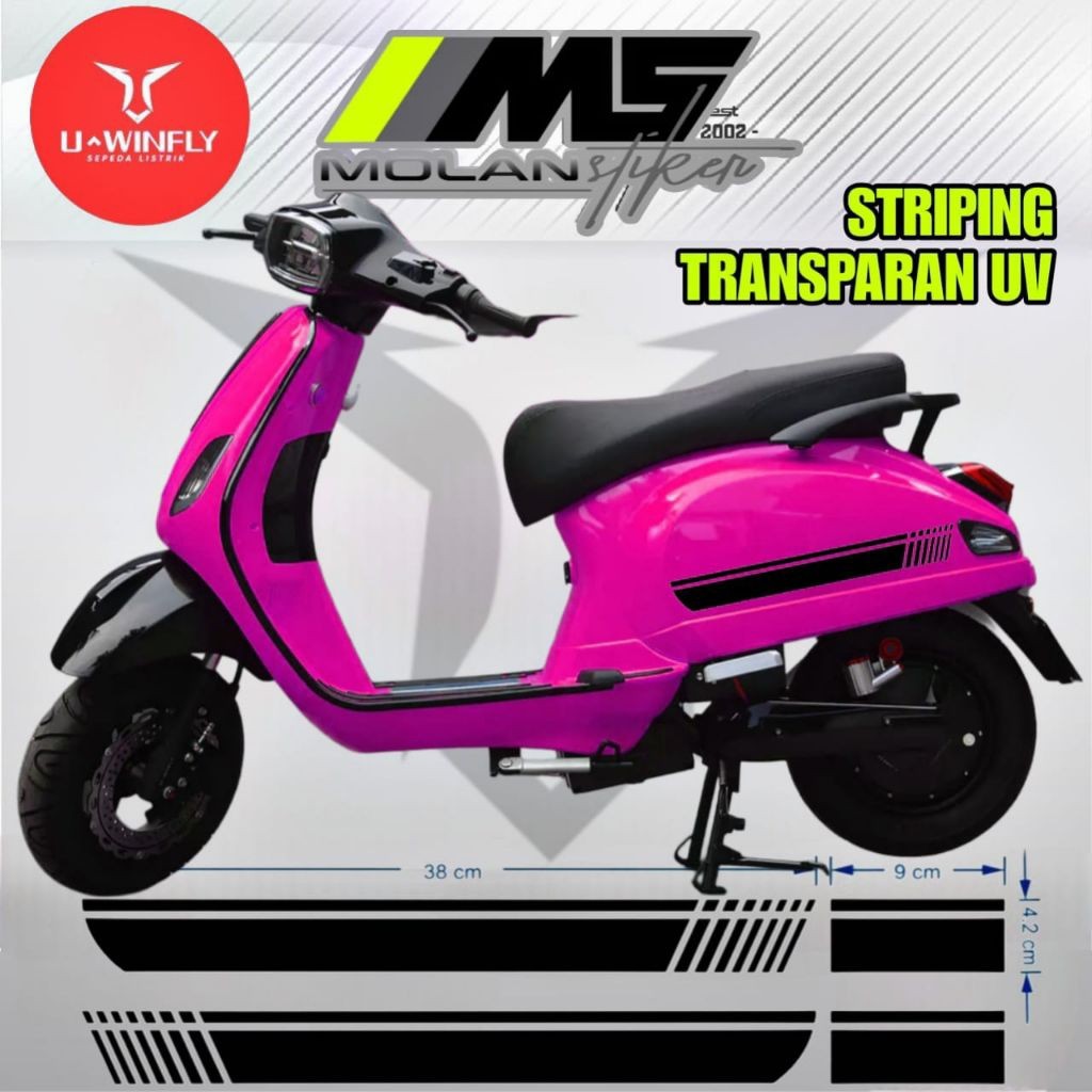 Decal Sticker Striping Variasi Transparan Uv Sepeda Motor Listrik Uwinfly T3 Pro T3s Pro T5 Pro T85 