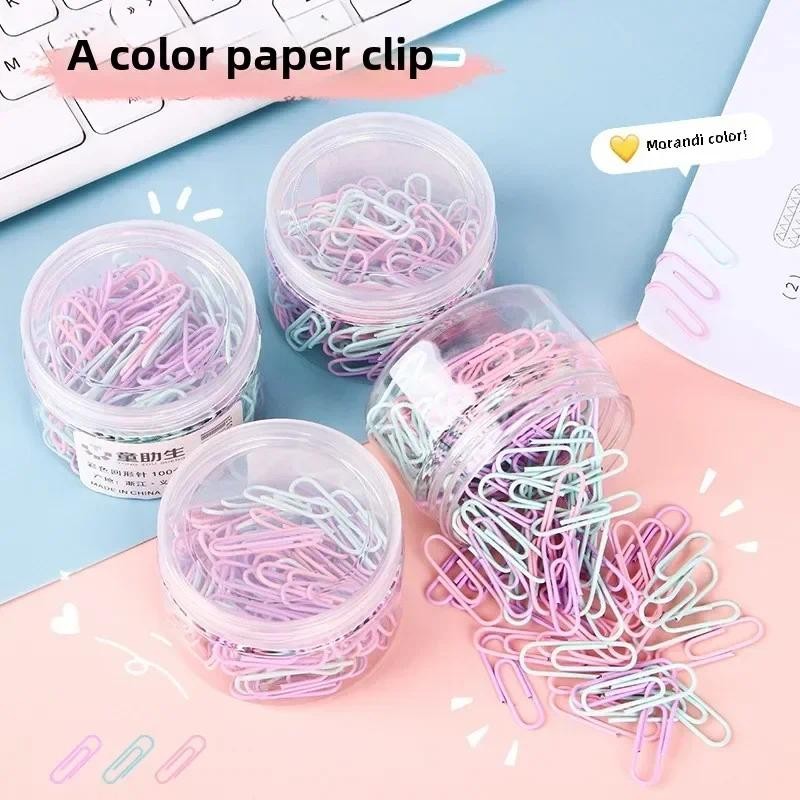 

160pcs Metal Clips 1 Box Colored Paper Clip Memo Clip Bookmarks Stationery Office Accessories School Supplies Length 29mm
