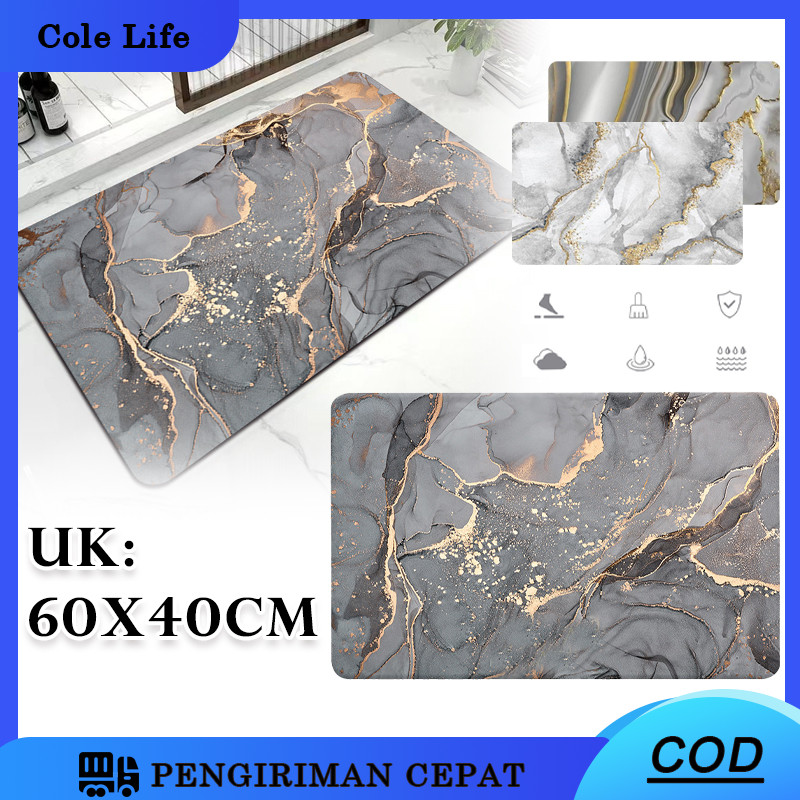 Diatomite Keset Kamar Mandi Motif Marmer/ Kamar Mandi Keset Lantai Menyerap Air