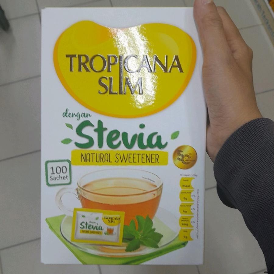 

Tropicana Slim Stevia Natural Sweetner Pemanis Alami Rendah Kalori Pengganti Gula ( 100 sachets )