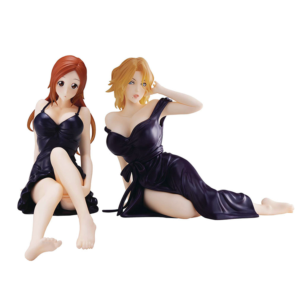 Anime figure Matsumoto Rangiku Inoue Orihime Black nightdress sitting action figure PVC Model Toy Ad