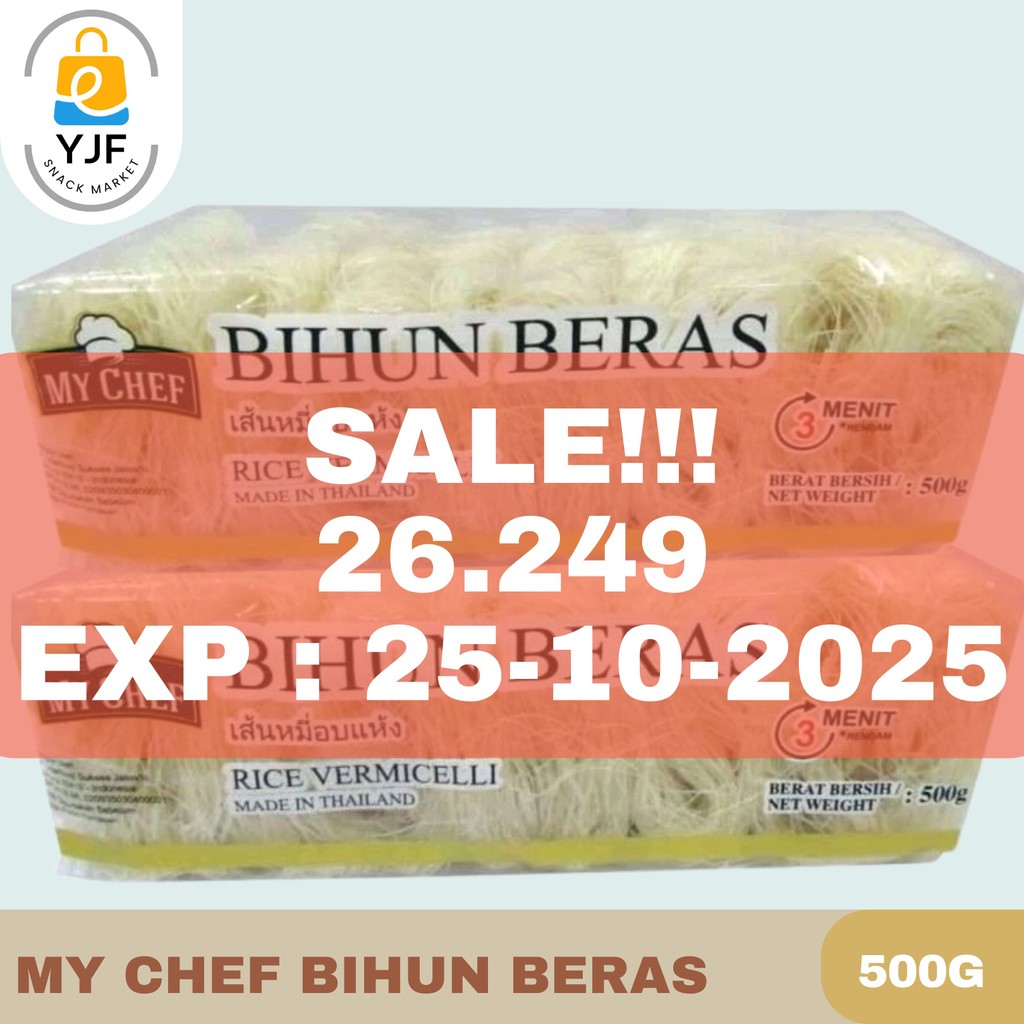SALE EXP [ 25-10-2025 ] My Chef Bihun Beras 500g - Rice Vermicelli / Bihun Beras / Mie Beras