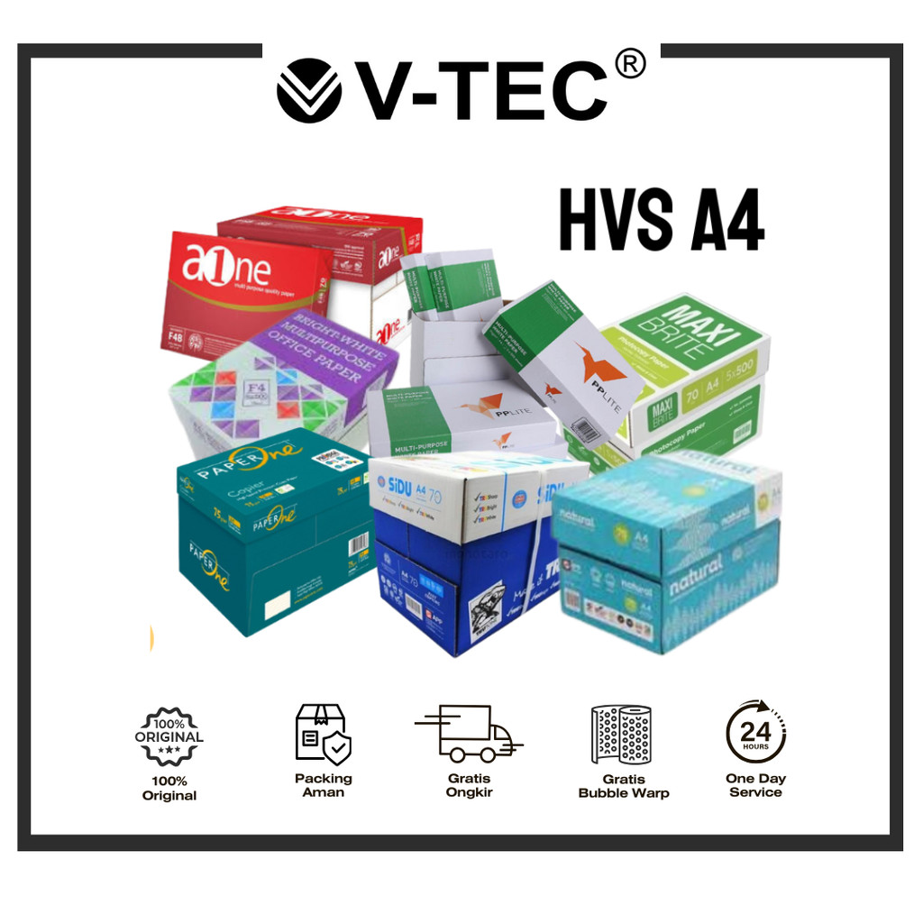 

KERTAS HVS A4 70 75 80 100 GSM PER-BOX KARTON