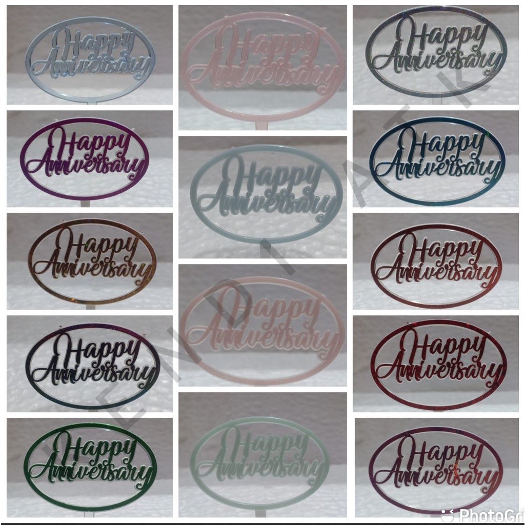 

*AJS* (ISI 25PCS) CAKE TOPPER size MINI tulisan "HAPPY ANNIVERSARY" "KTi216" NEW
