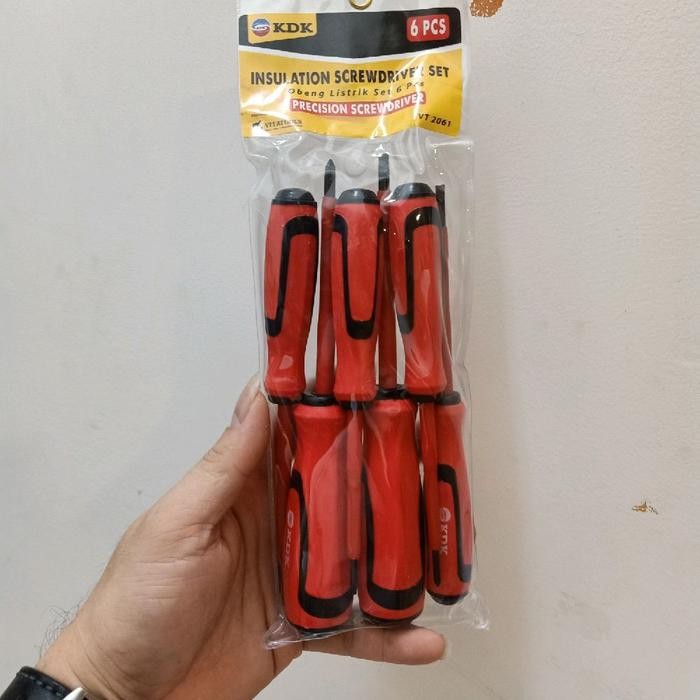 kdk obeng listrik 6pcs insulation screwdriver set vitatools / obeng set listrik ORI