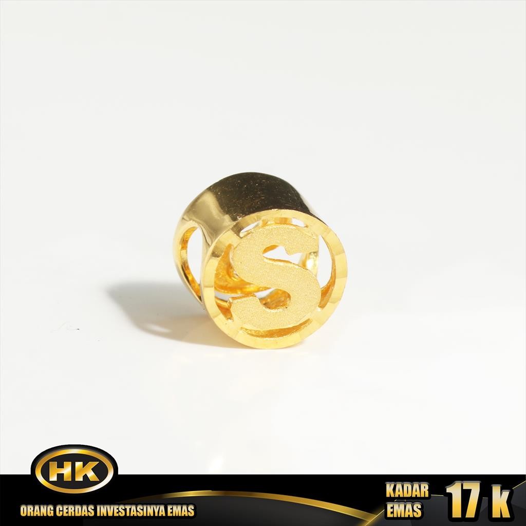 Liontin Emas 17K - HURUF S  - HKGOLD
