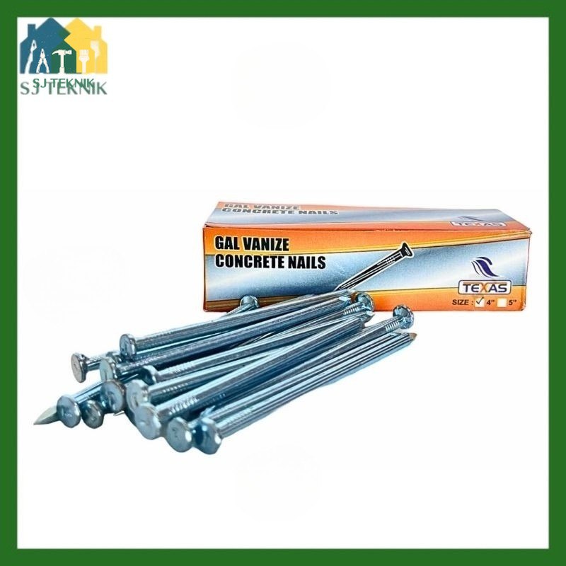 Paku Cor 4 Inch Paku Beton Paku Putih Baja 1 kotak 1 pack Paku Cor TEXAS - (SJT)