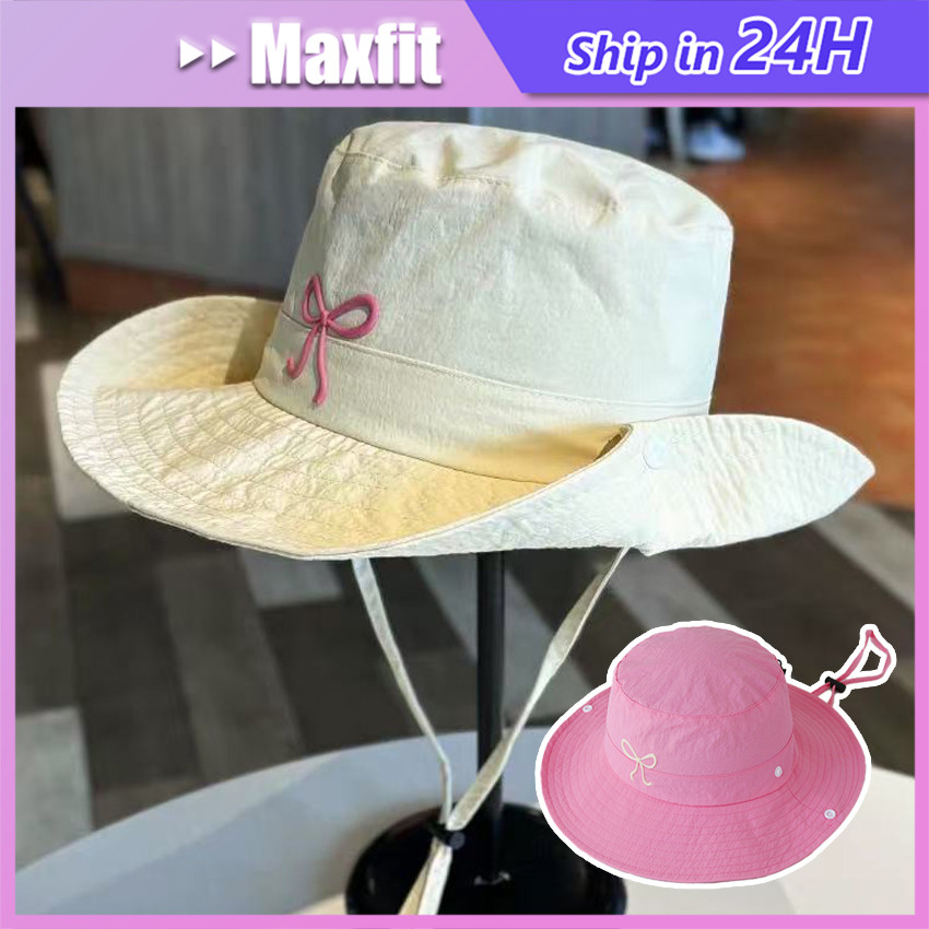 Topi Bucket Wanita Lucu Coquette Pita Korea Style/ Topi Pantai Topi Rimba Pelindung Matahari / Topi 