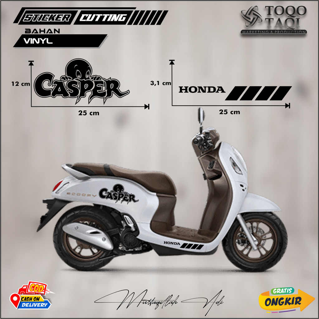 CUTTING STICKER TULISAN CASPER STIKER BODY MOTOR MATIC METIK SCOOPY NMAX PCX BEAT VARIO