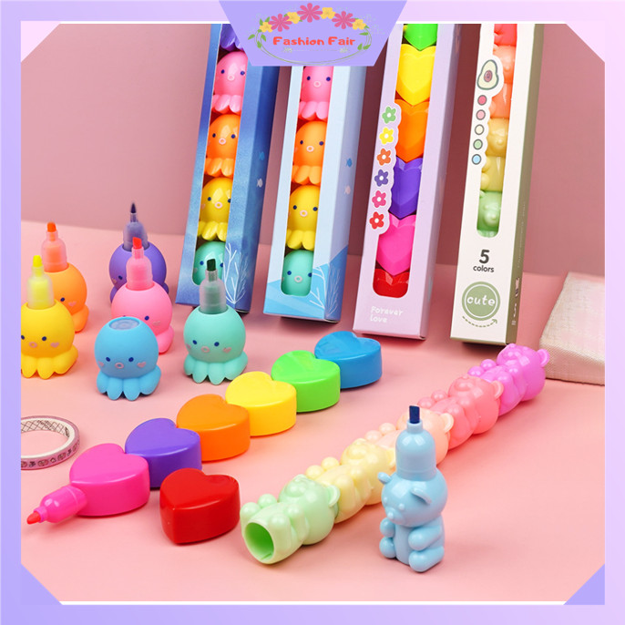 

FASHION FAIR S6295 Set Stabilo Pastel Lucu / Highlighter Tumpuk 1 Set / Textliner Motif Karakter Lucu / Spidol Pastel Lucu Warna Warni