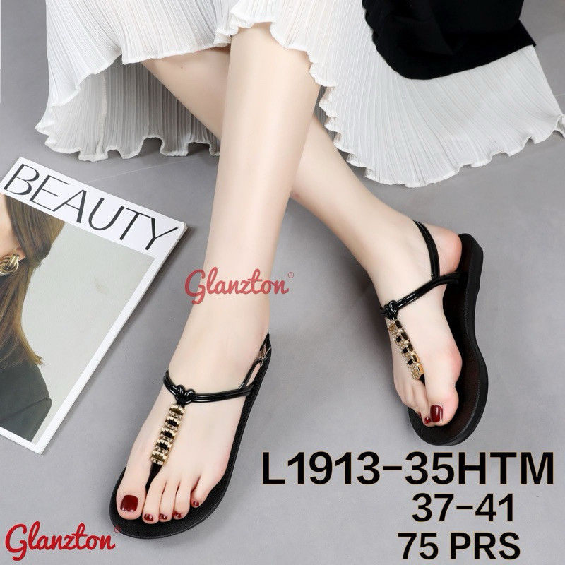 [PREMIUM ORIGINAL] Sandal Jelly Glanzton L1913 Sandal Tali LET PEARL SQUARE Terbaru