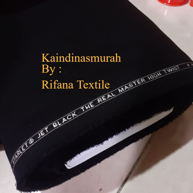 bahan kain celana jet black starlet hitam pekat