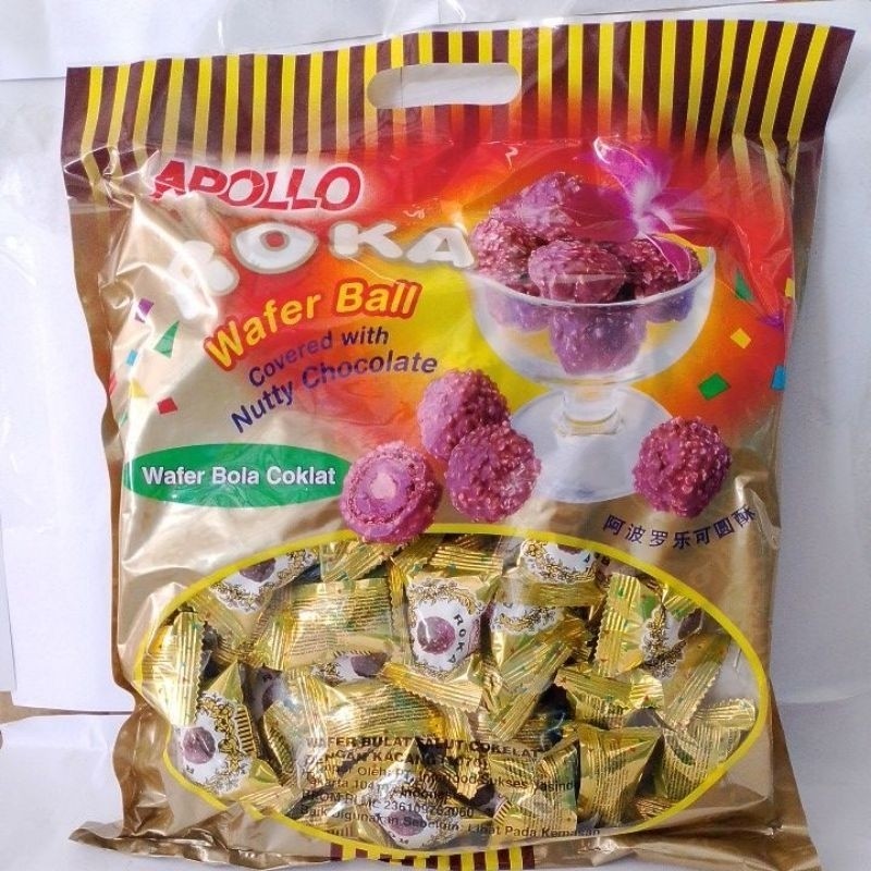 

roka apollo coklat 420 gr per bungkus isi 70 pcs/ coklat isi biskuit