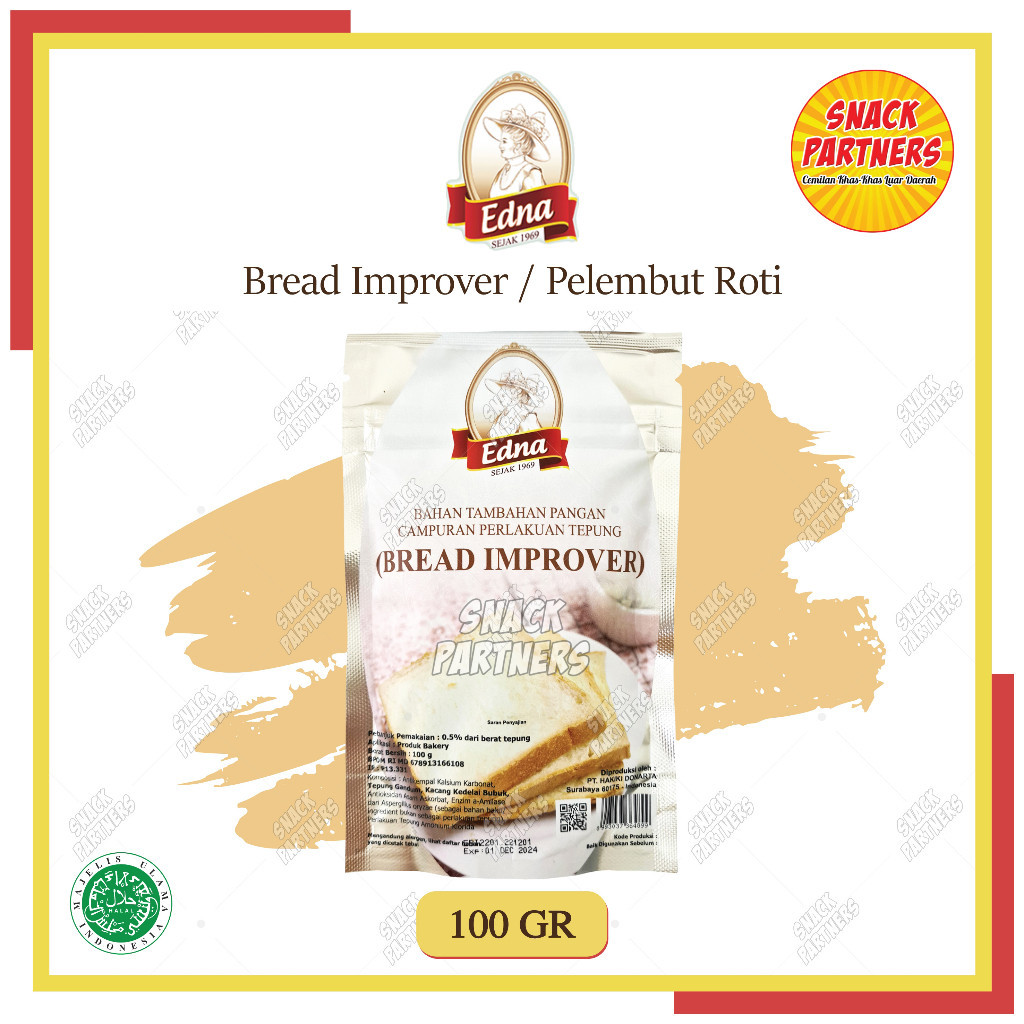 BREAD IMPROVER 100 GR EDNA - Pelembut Pengempuk Cake Roti Bolu Kue Kering Bolu Kukus - Bahan Baking