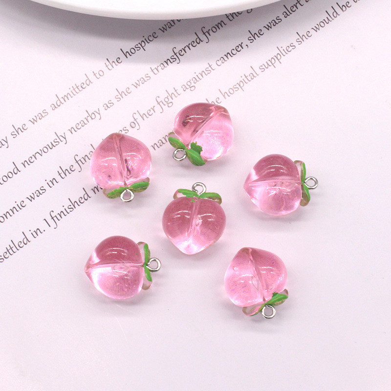 

10Pcs Imitation Friut Charms Resin Pink Peach Pendants for Jewelry Making Earrings Keychain Necklace DIY Cratfs Findings