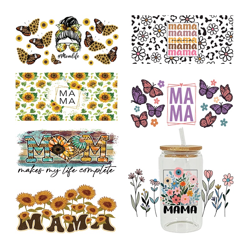 

UV DTF Transfer Sticker Flowers For The 16oz Libbey Glasses Wraps Bottles Cup Can DIY Waterproof Custom Decals D11833