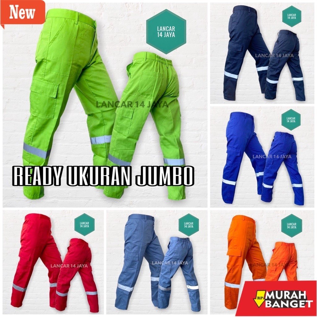 Celana kerja lapangan pria yg lagi viral- JUMBO SIZE CELANA KERJA WEARPACK SAFETY / SETELAN PROYEK M