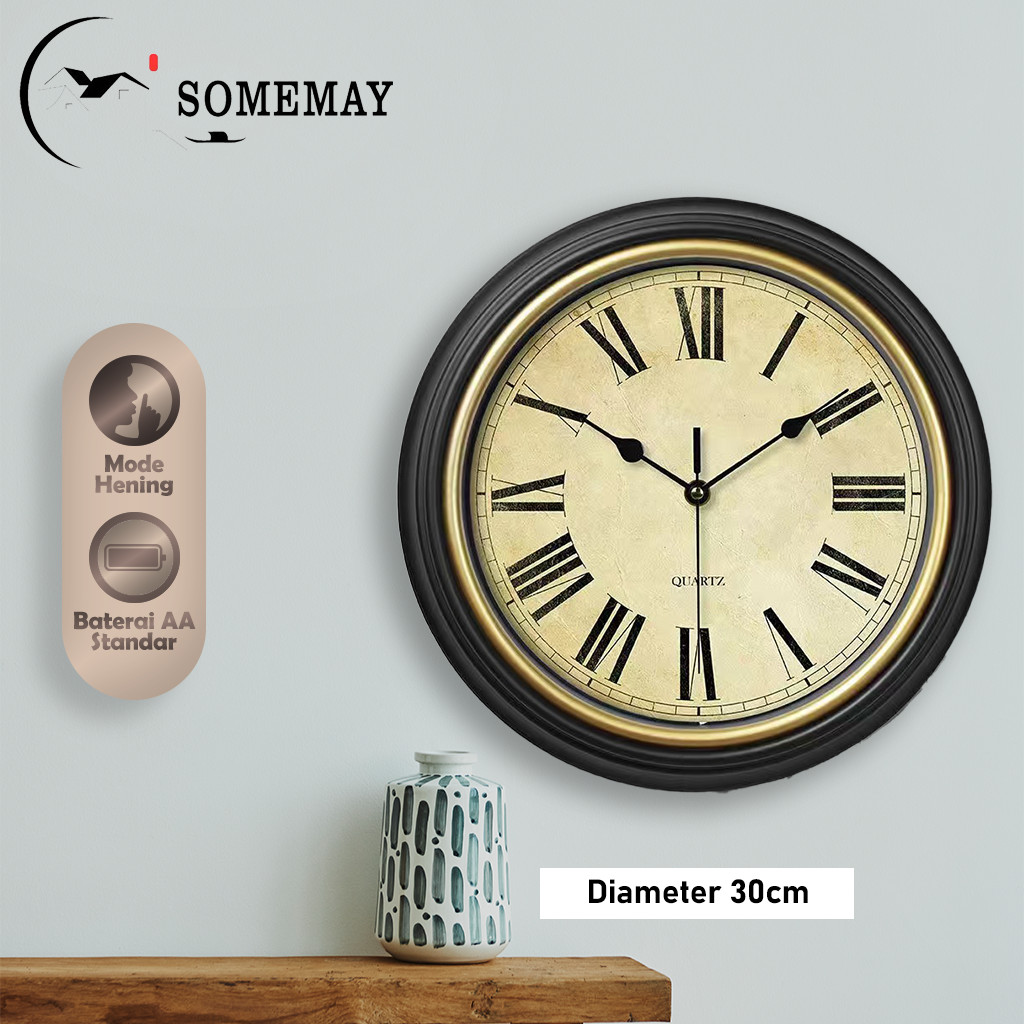 SOMEMAY Jam dinding vintage M48/M49 / Jam dinding aesthetic 30CM/ Jam dinding tempel/ Jam besar/ Jam