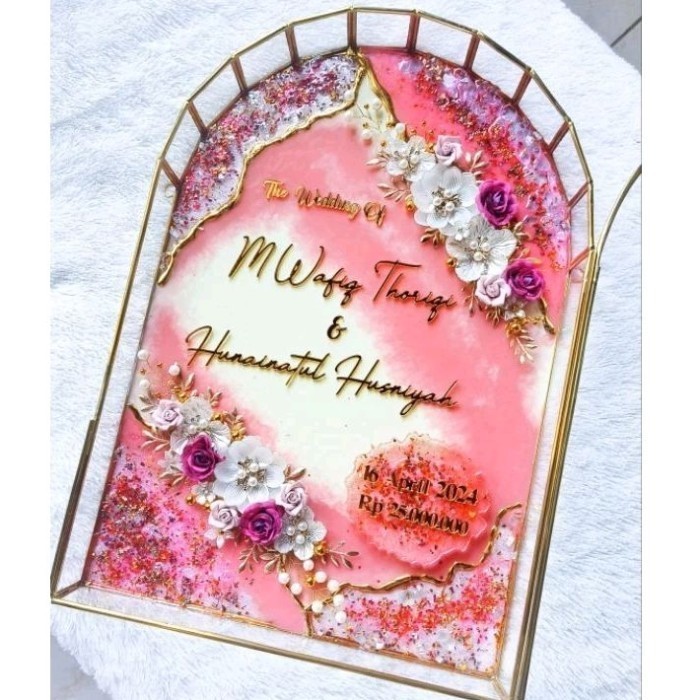 Mahar pernikahan Resin akrilik frame terarium - mahar seserahan cantik mewah
