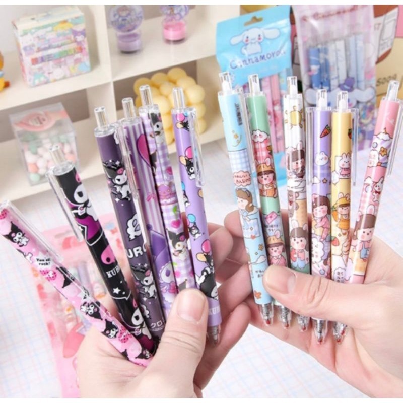 

6pcs Pulpen Gel Sanrio 0.5mm / Pena Mekanik Gel