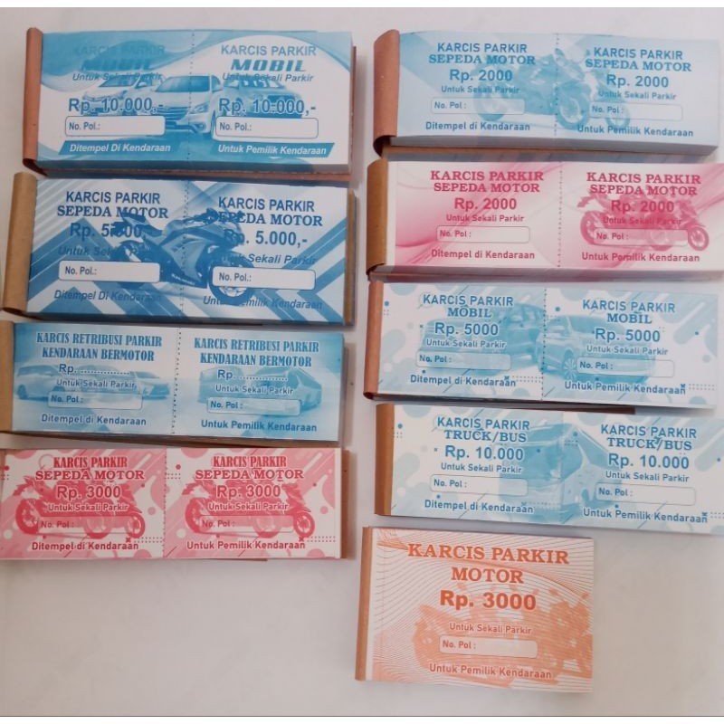 

KARCIS PARKIR MOTOR/MOBIL/UNIVERSAL