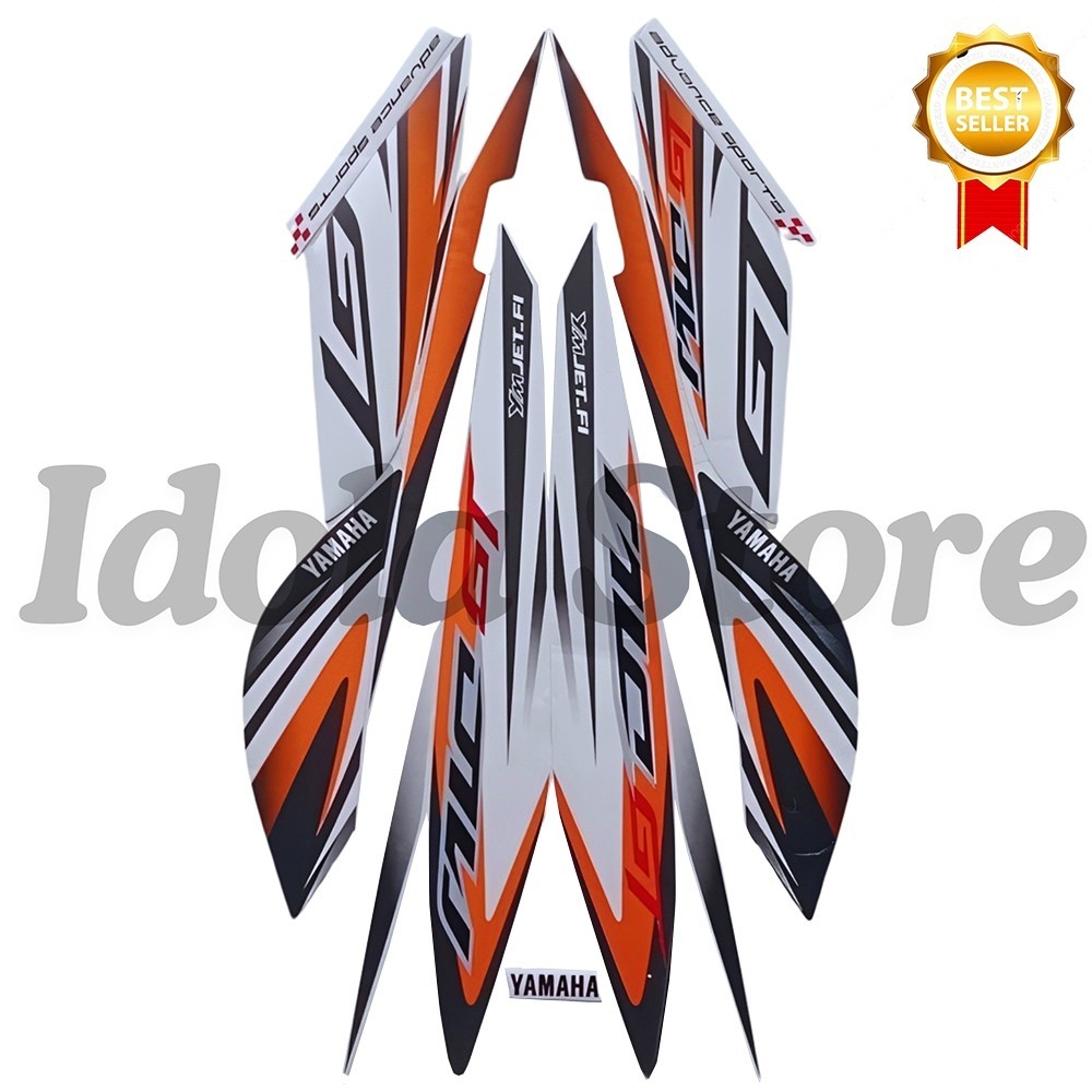 Stiker Striping Mio GT 2014 Orange Putih List Stiker Standar Mio GT 2014 Mio GT 2014