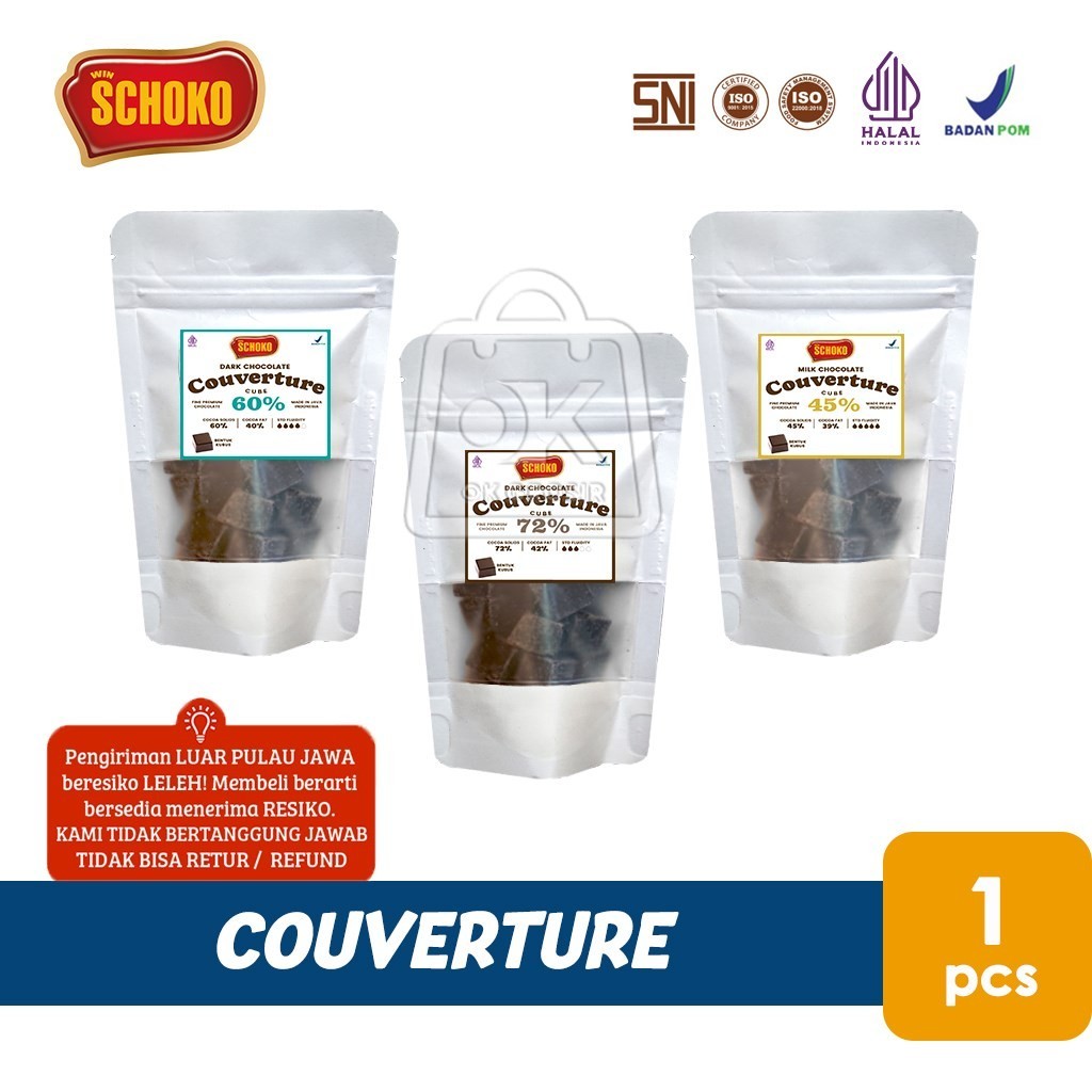 

SCHOKO Couverture Cube Chocolate Coklat Kovertur Bentuk Kubus Dadu (Repack+Ice Gel)
