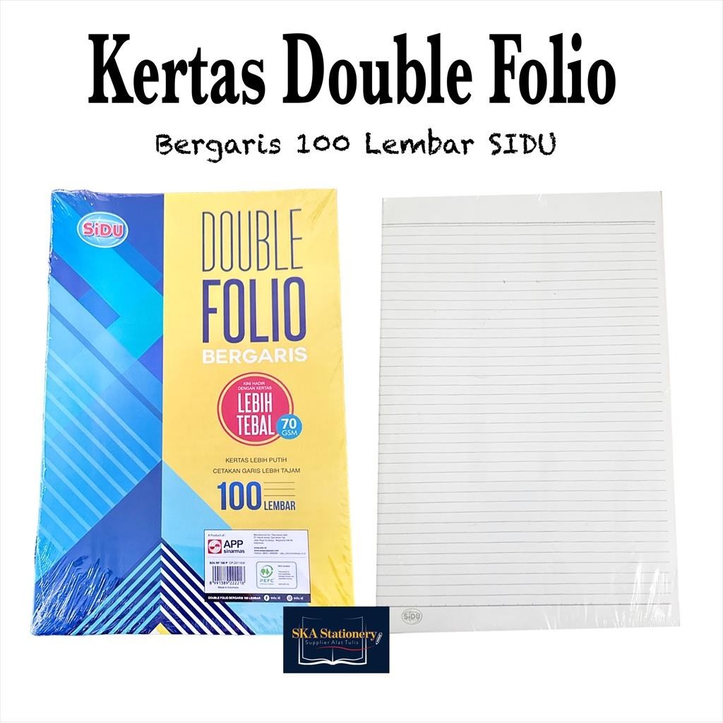 

Kertas Double Folio Bergaris 100 Lembar SIDU (Pak)