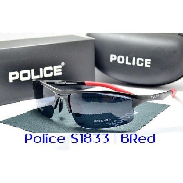 Bisa COD/Sungglases/Kacamata POLICE Fashion Pria Sporty S1832 Polarized Polaroid Kombi Red Super Ful