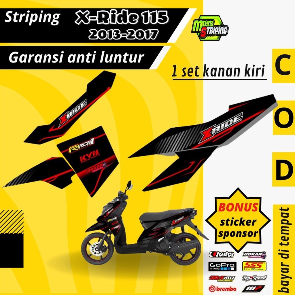 Striping Stiker Lis decal yamaha XRIDE 115 X RIDE X-RIDE OLD 115 2013 2014 2015 2016 2017 semi fullb