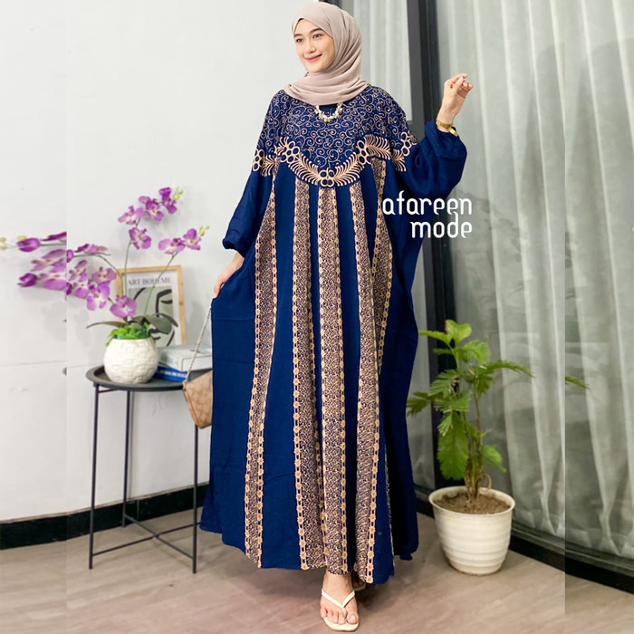 promo ✨ -Kaftan modern jumbo long dress kaftan batik modern kekinian - Army