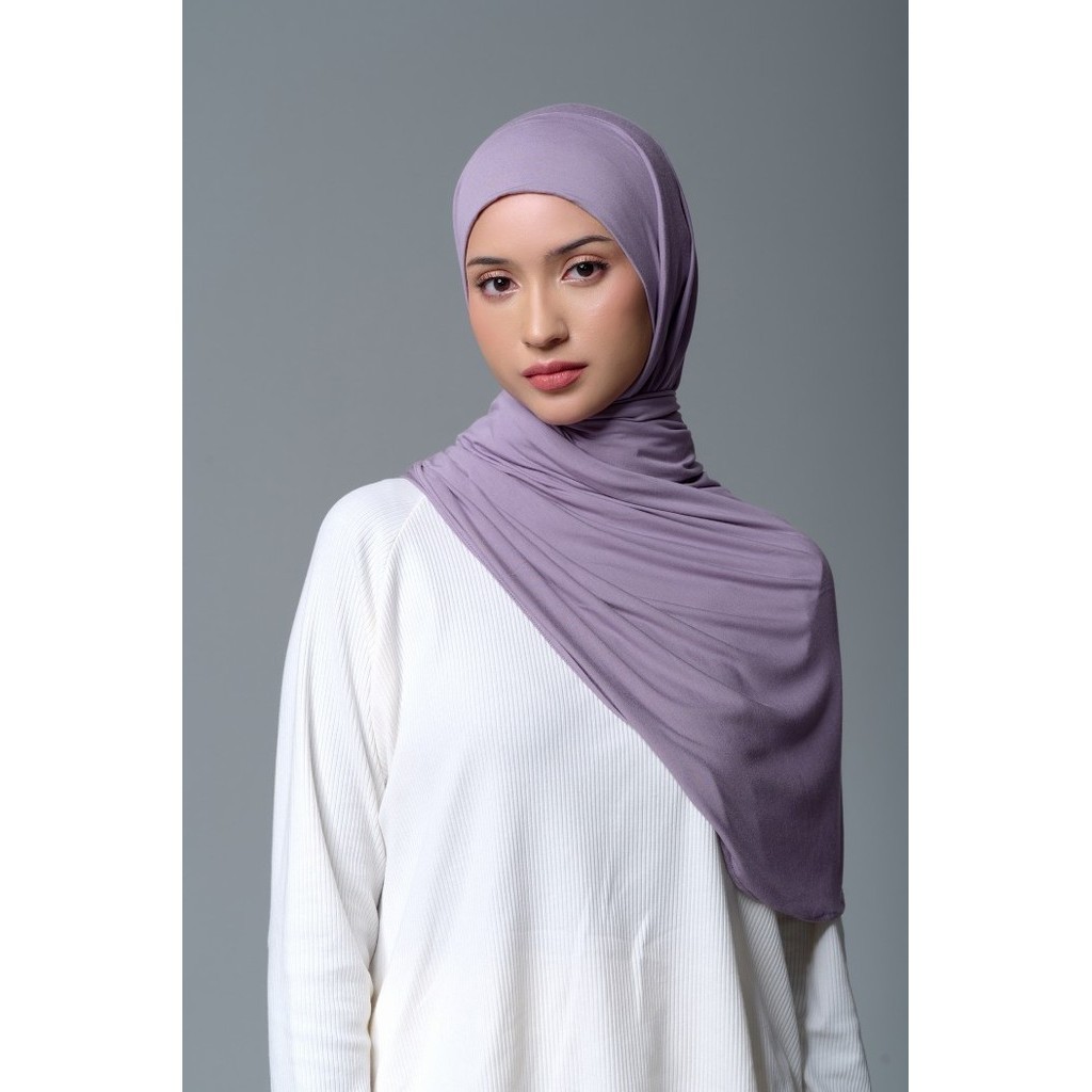 promo ✨ -Meccanism - Queenza Black Spandex Pashmina Instan - Grey Misty