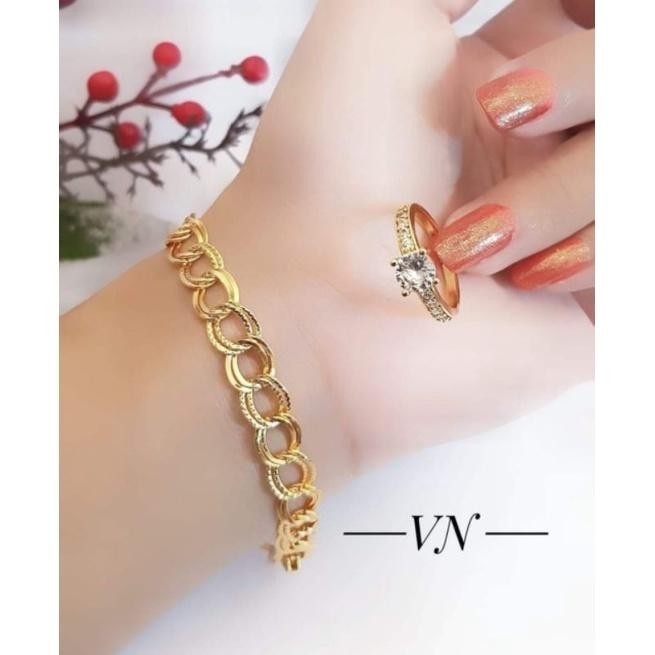Gelang Titanium cincin Titanium Gelang Tangan Bonus Cincin Mata satu Gold Gelang Tangan Dewasa Set G