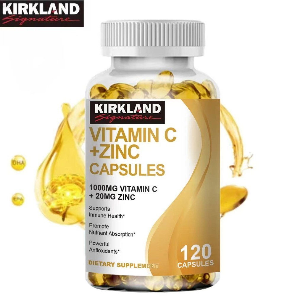 KIRKLAND Vitamin C 1000mg with Zinc 20mg Capsules for Supports Cellular Energy Production and Collag